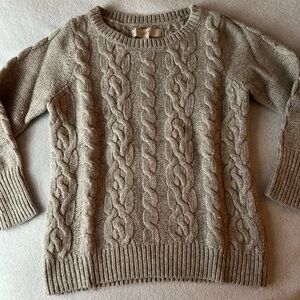 LOFT Cable Knit Sweater - Silver/Gray